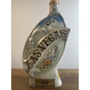 Vintage Empty Barware Decanter Las Vegas Hoover Dam Lake Mead